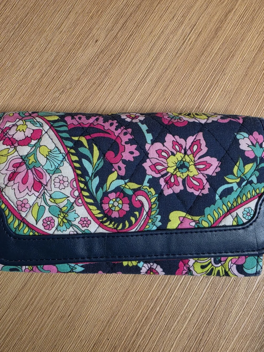 Vera Bradley Quilted Trifold Wallet Retired Petal Paisley